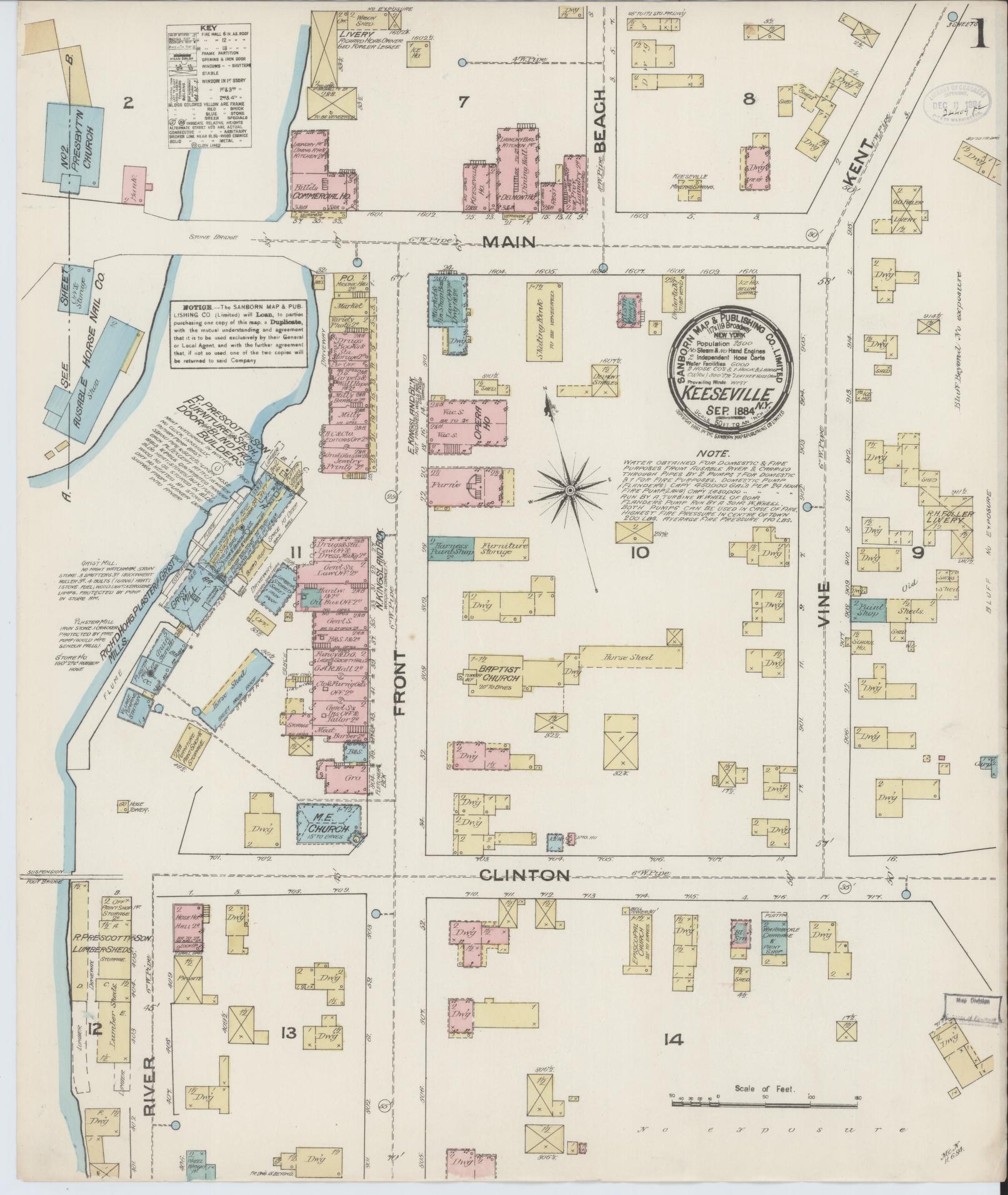 Sanborn Fire Insurance Map from Keeseville, Essex County, New York. (1884) – Historic Sanborn Fire Insurance Map Print