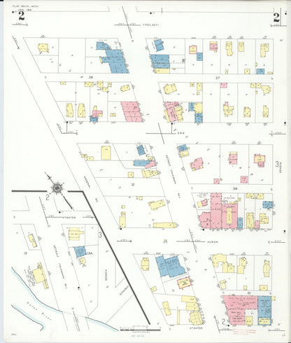 Sanborn Fire Insurance Map from Flat Rock, Wayne County, Michigan (1941), Sheet #0002 - Historic Sanborn Fire Insurance Map Print, vintage old map wall art, antique decor, genealogy gift, Michigan Michigan map