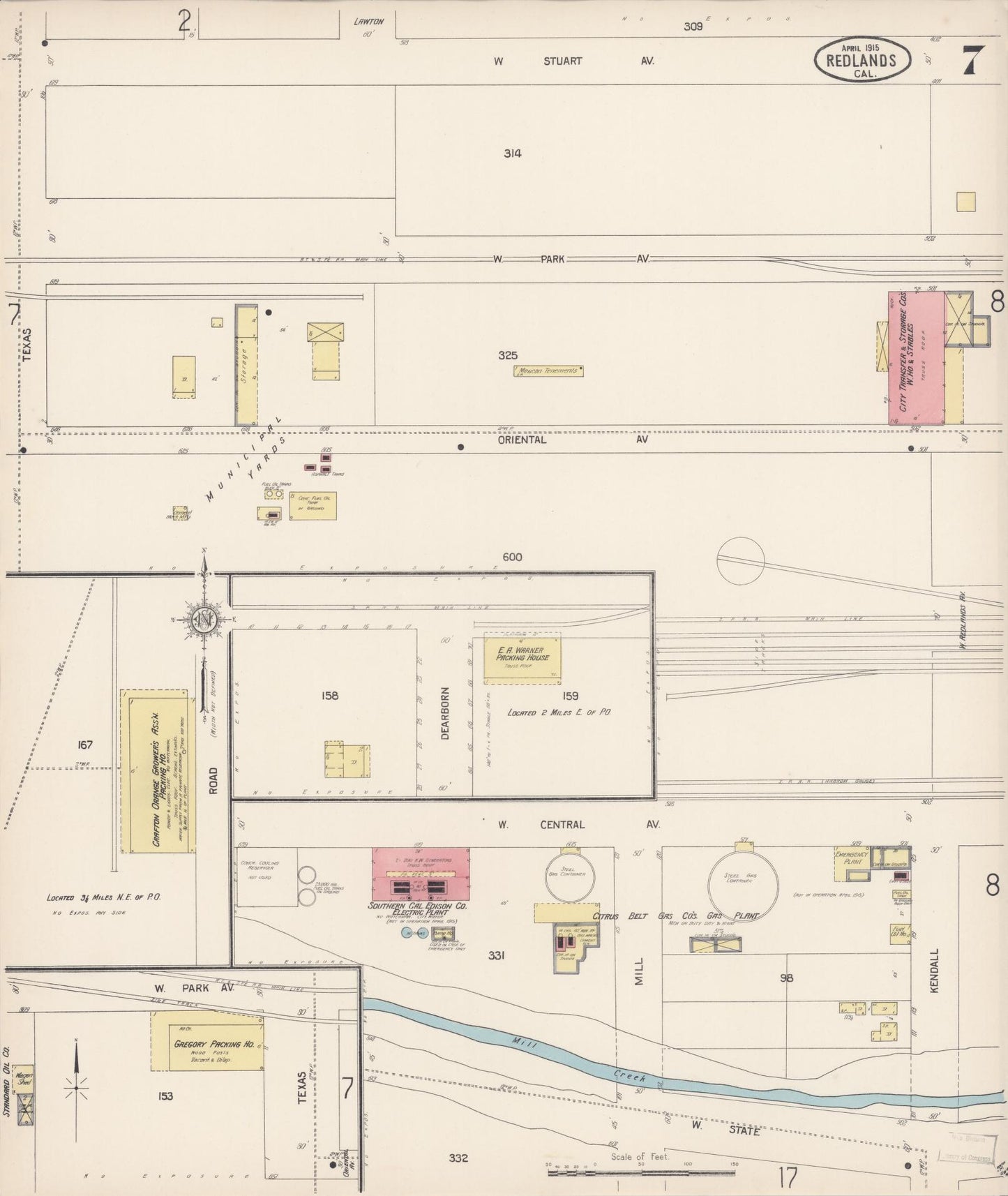 Sanborn Fire Insurance Map from Redlands, San Bernardino County, California (1915), Sheet #0007 - Complete Map Set gallery image, historic Sanborn map, vintage wall art, California California