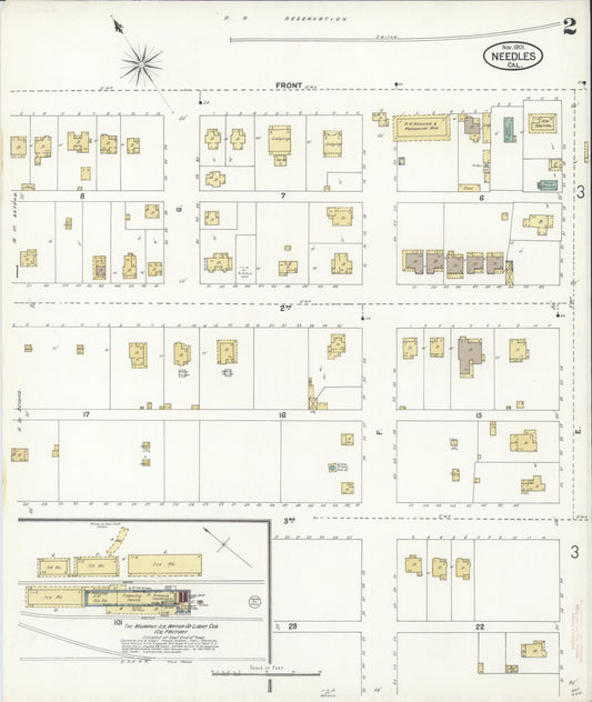 Sanborn Fire Insurance Map from Needles, San Bernardino County, California (1901), Sheet #0002 - Historic Sanborn Fire Insurance Map Print, vintage old map wall art, antique decor, genealogy gift, California California map