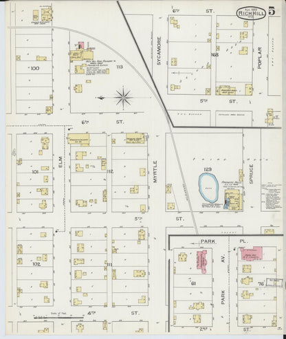 Sanborn Fire Insurance Map from Rich Hill, Bates County, Missouri (1893), Sheet #0005 - Complete Map Set gallery image, historic Sanborn map, vintage wall art, Missouri Missouri