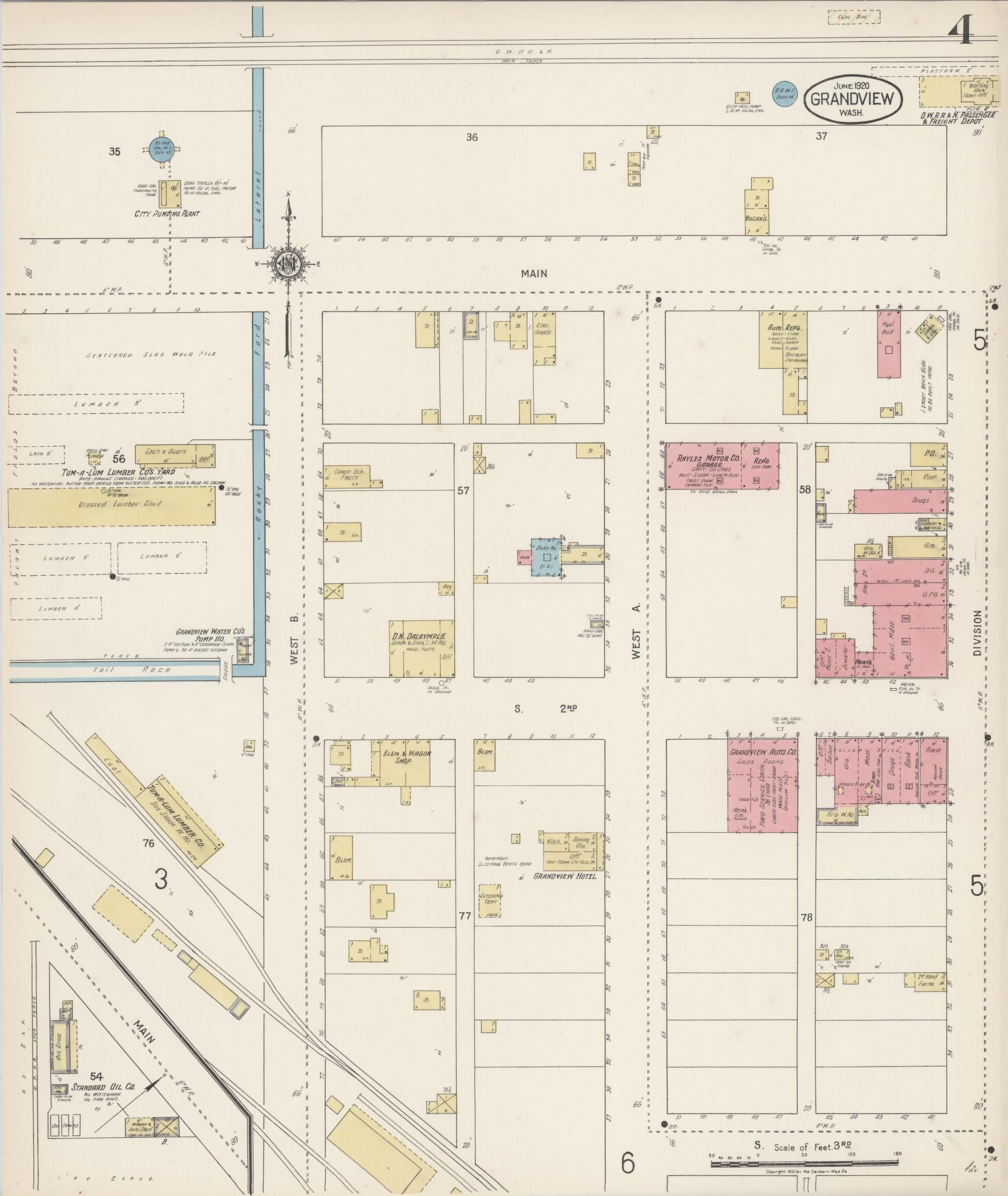 Sanborn Fire Insurance Map from Grandview, Yakima County, Washington (1920), Sheet #0004 - Complete Map Set gallery image, historic Sanborn map, vintage wall art, Washington Washington