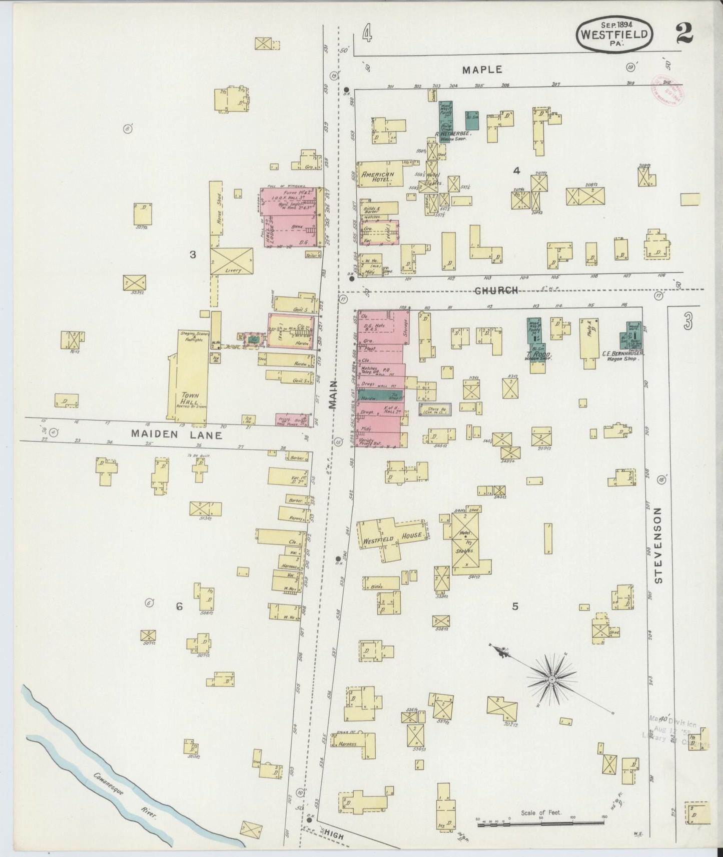 Sanborn Fire Insurance Map from Westfield, Tioga County, Pennsylvania (1894), Sheet #0002 - Complete Map Set gallery image, historic Sanborn map, vintage wall art, Pennsylvania Pennsylvania
