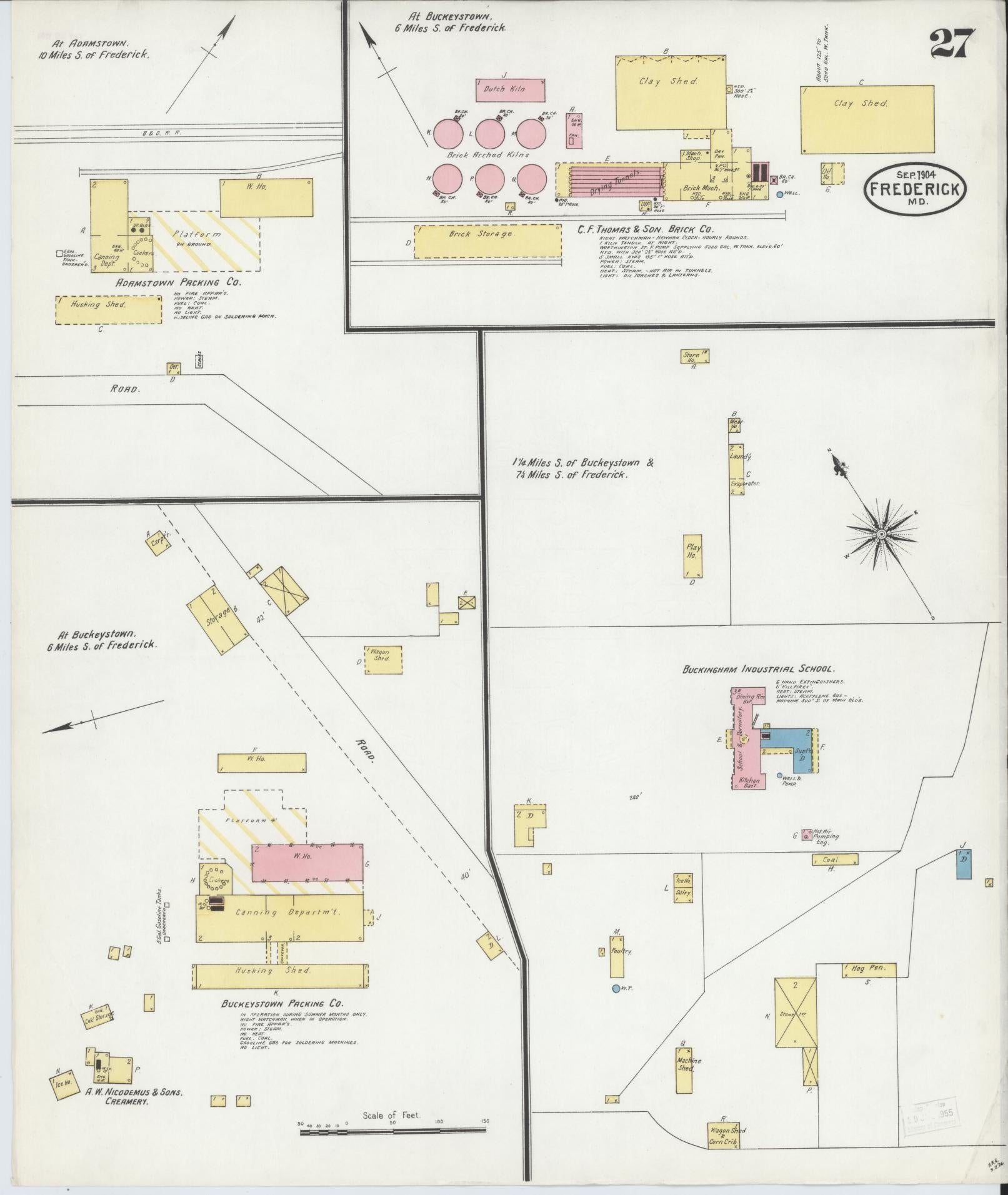 Frederick, Maryland - 1904 - Sanborn Fire Insurance Map, Sheet #0027 - Historic Sanborn Fire Insurance Map Print, Frederick Maryland 1904 0027 vintage old map wall art