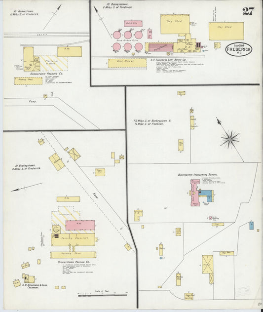 Frederick, Maryland - 1904 - Sanborn Fire Insurance Map, Sheet #0027 - Historic Sanborn Fire Insurance Map Print, Frederick Maryland 1904 0027 vintage old map wall art