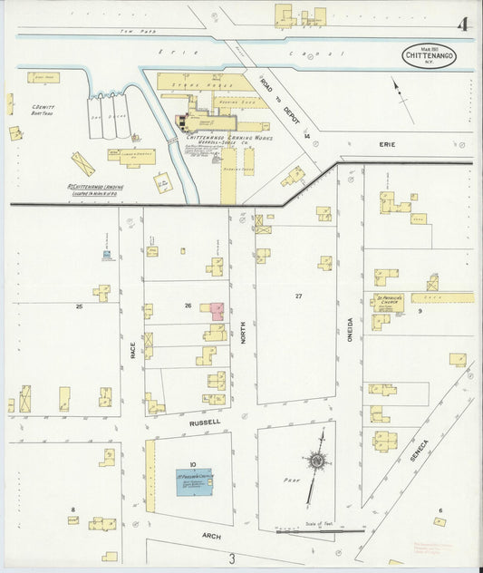 Sanborn Fire Insurance Map from Chittenango, Madison County, New York (1911), Sheet #0004 - Historic Sanborn Fire Insurance Map Print, vintage old map wall art, antique decor, genealogy gift, New York New York map