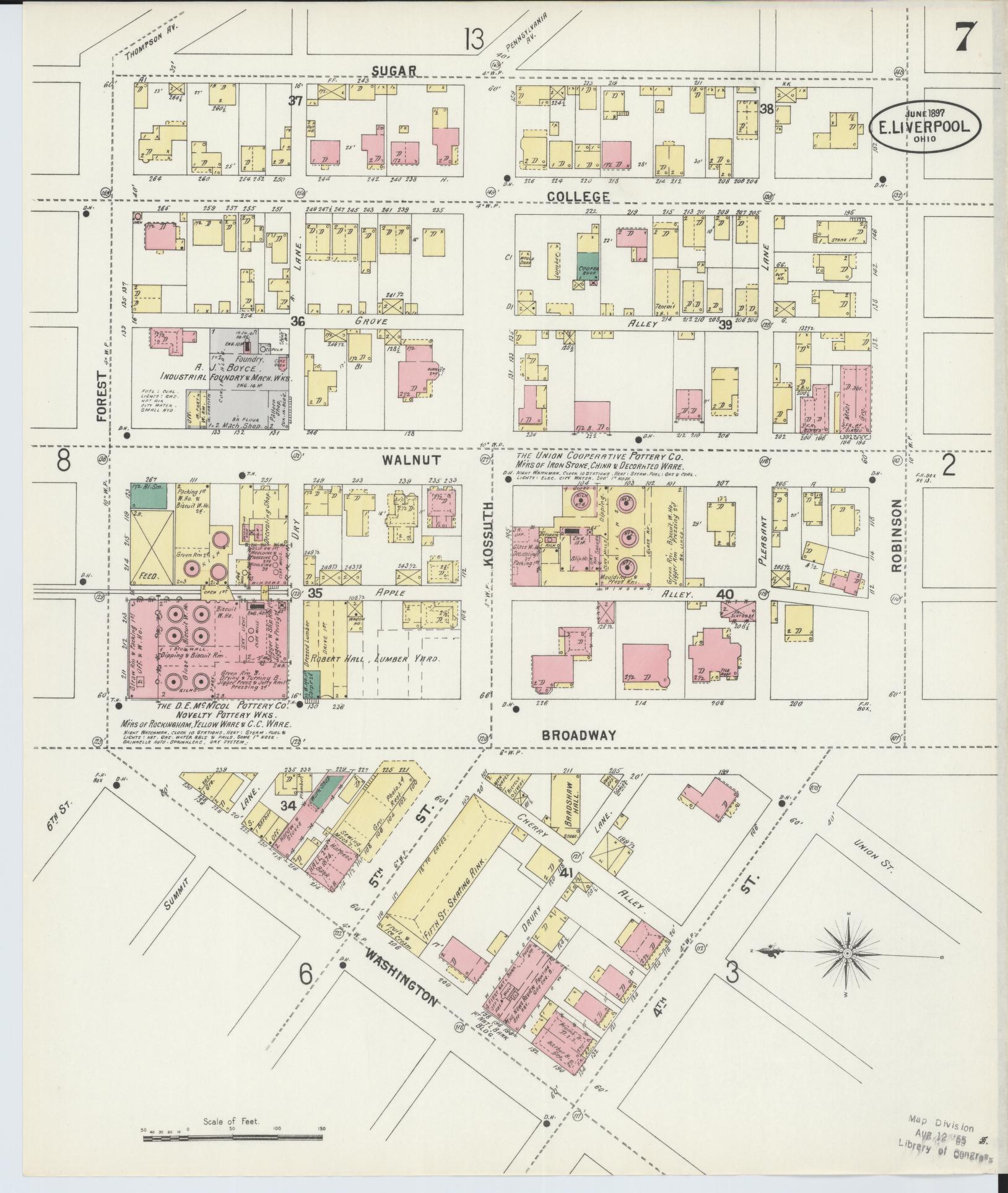 Sanborn Fire Insurance Map from East Liverpool, Columbiana County, Ohio (1897), Sheet #0007 - Complete Map Set gallery image, historic Sanborn map, vintage wall art, Ohio Ohio