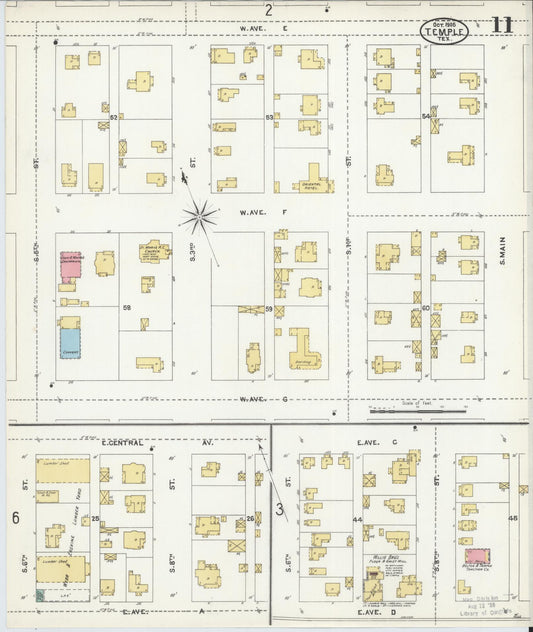 Sanborn Fire Insurance Map from Temple, Bell County, Texas (1905), Sheet #0011 - Historic Sanborn Fire Insurance Map Print, vintage old map wall art, antique decor, genealogy gift, Texas Texas map