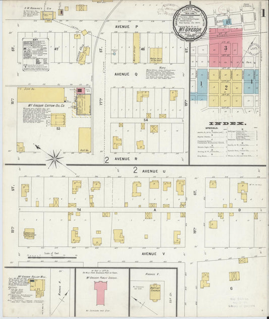 Sanborn Fire Insurance Map from McGregor, McLennan County, Texas (1899), Sheet #0001 - Historic Sanborn Fire Insurance Map Print, vintage old map wall art, antique decor, genealogy gift, Texas Texas map