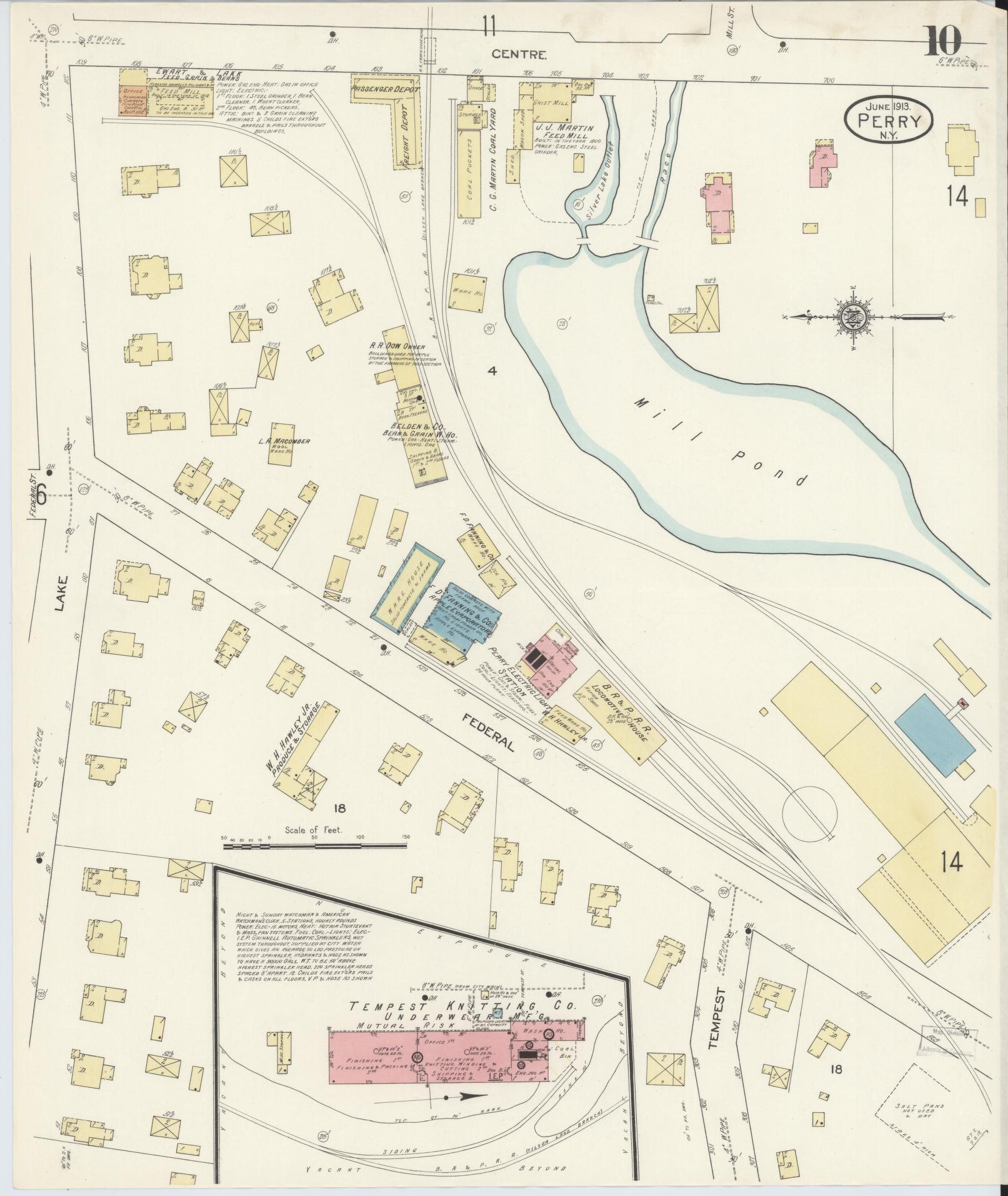 Sanborn Fire Insurance Map from Perry, Wyoming County, New York (1913), Sheet #0010 - Complete Map Set gallery image, historic Sanborn map, vintage wall art, Perry Wyoming