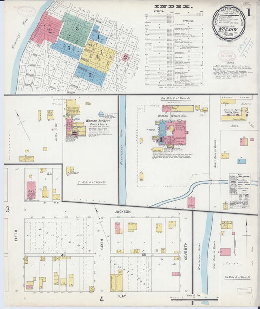Sanborn Fire Insurance Map from Warsaw, Hancock County, Illinois (1898), Sheet #0001 - Complete Map Set gallery image, historic Sanborn map, vintage wall art, Illinois Illinois