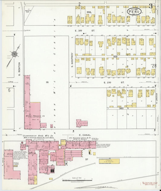 Sanborn Fire Insurance Map from Peru, Miami County, Indiana (1920), Sheet #0003 - Historic Sanborn Fire Insurance Map Print, vintage old map wall art, antique decor, genealogy gift, Indiana Indiana map
