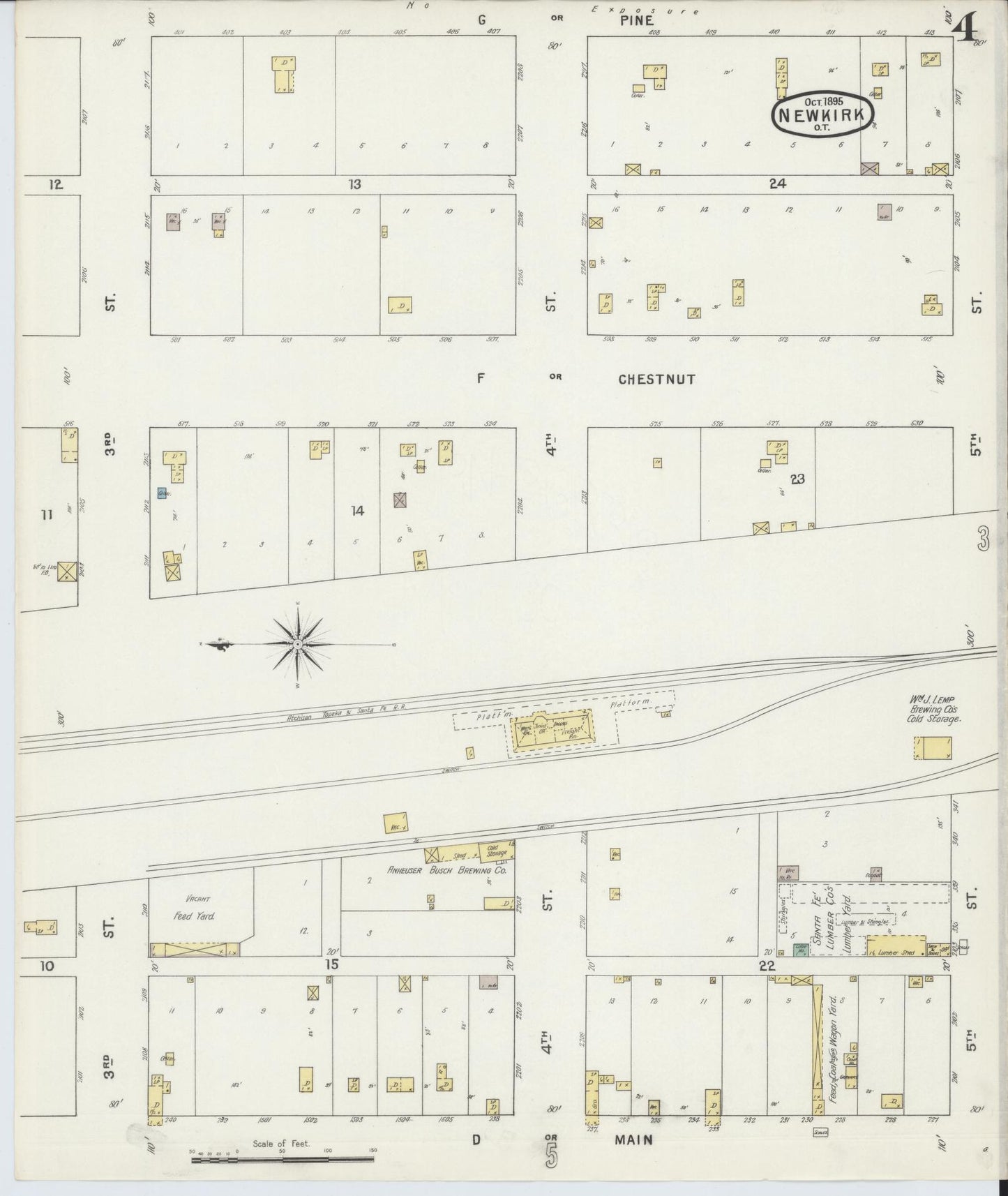 Sanborn Fire Insurance Map from Newkirk, Kay County, Oklahoma (1895), Sheet #0004 - Complete Map Set gallery image, historic Sanborn map, vintage wall art, Oklahoma Oklahoma