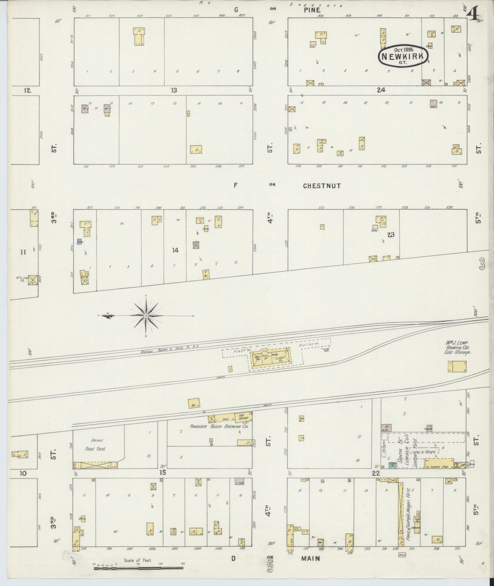 Sanborn Fire Insurance Map from Newkirk, Kay County, Oklahoma (1895), Sheet #0004 - Complete Map Set gallery image, historic Sanborn map, vintage wall art, Oklahoma Oklahoma