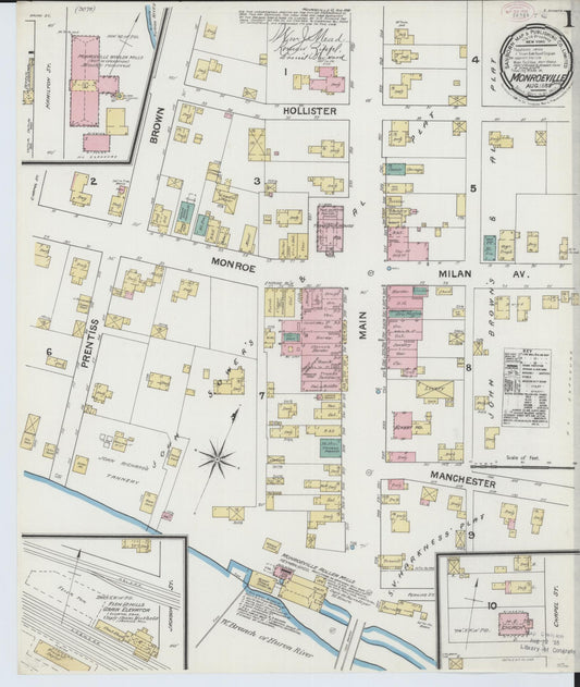 Sanborn Fire Insurance Map from Monroeville, Huron County, Ohio (1888), Sheet #0001 - Complete Map Set gallery image, historic Sanborn map, vintage wall art, Ohio Ohio