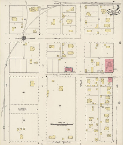 Sanborn Fire Insurance Map from Waterville, Douglas County, Washington (1922), Sheet #0003 - Complete Map Set gallery image, historic Sanborn map, vintage wall art, Washington Washington
