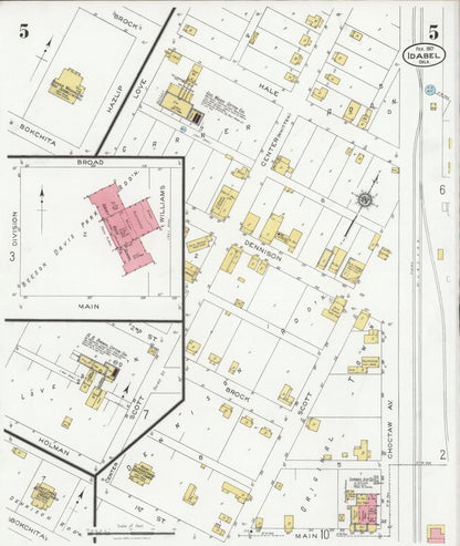 Sanborn Fire Insurance Map from Idabel, McCurtain County, Oklahoma (1927), Sheet #0005 - Complete Map Set gallery image, historic Sanborn map, vintage wall art, Oklahoma Oklahoma
