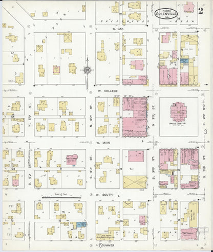 Sanborn Fire Insurance Map from Greenville, Bond County, Illinois (1912), Sheet #0002 - Complete Map Set gallery image, historic Sanborn map, vintage wall art, Illinois Illinois