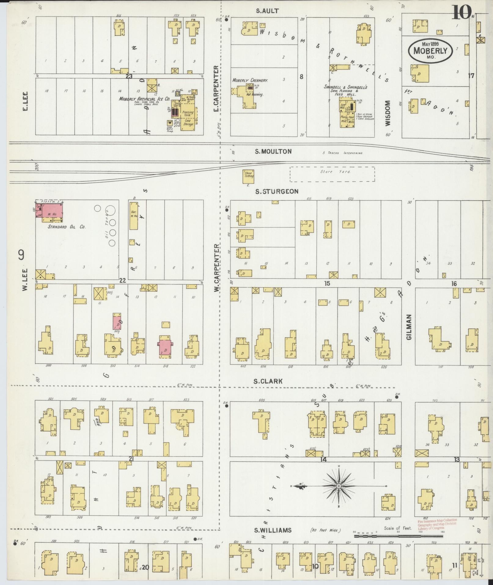Sanborn Fire Insurance Map from Moberly, Randolph County, Missouri (1899), Sheet #0010 - Complete Map Set gallery image, historic Sanborn map, vintage wall art, Missouri Missouri