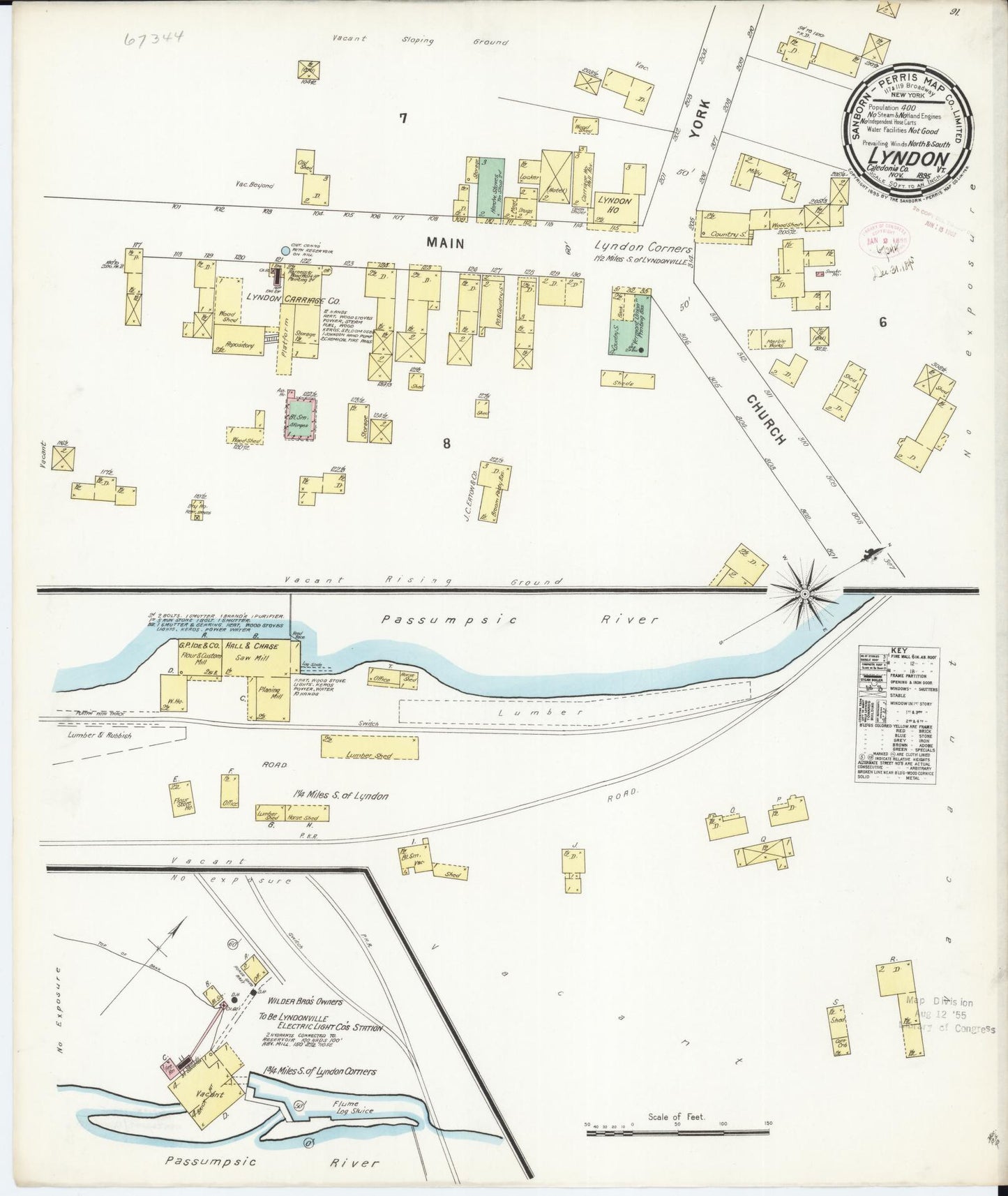 Sanborn Fire Insurance Map from Lyndon, Caledonia County, Vermont. (1895) – Historic Sanborn Fire Insurance Map Print