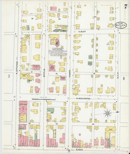 Sanborn Fire Insurance Map from Butler, Butler County, Pennsylvania (1901), Sheet #0007 - Complete Map Set gallery image, historic Sanborn map, vintage wall art, Pennsylvania Pennsylvania