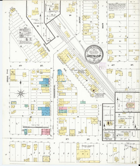 Sanborn Fire Insurance Map from Greenleaf, Washington County, Kansas (1905), Sheet #0001 - Historic Sanborn Fire Insurance Map Print, vintage old map wall art, antique decor, genealogy gift, Kansas Kansas map