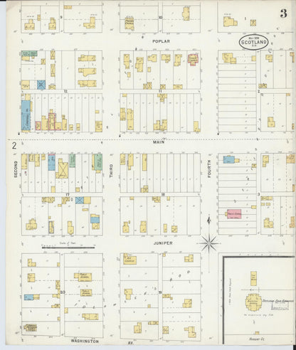 Sanborn Fire Insurance Map from Scotland, Bon Homme County, South Dakota (1898), Sheet #0003 - Complete Map Set gallery image, historic Sanborn map, vintage wall art, South Dakota South Dakota
