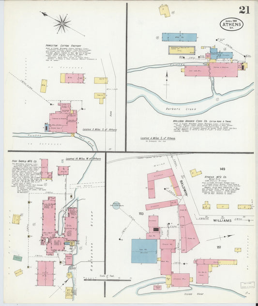 Sanborn Fire Insurance Map from Athens, Clarke County, Georgia (1908), Sheet #0021 - Historic Sanborn Fire Insurance Map Print, vintage old map wall art, antique decor, genealogy gift, Georgia Georgia map