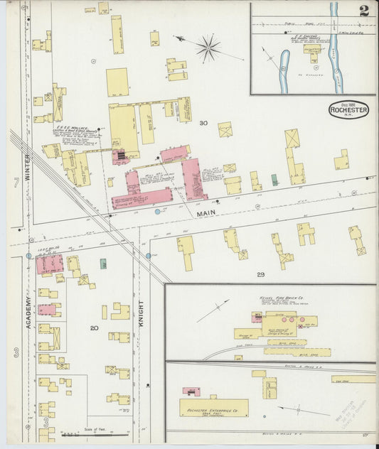 Sanborn Fire Insurance Map from Rochester, Strafford County, New Hampshire (1892), Sheet #0002 - Historic Sanborn Fire Insurance Map Print, vintage old map wall art, antique decor, genealogy gift, New Hampshire New Hampshire map