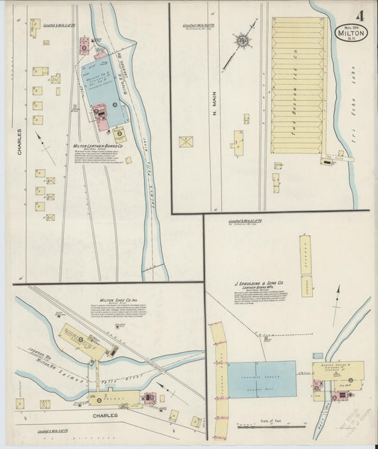 Sanborn Fire Insurance Map from Milton, Strafford County, New Hampshire (1914), Sheet #0004 - Historic Sanborn Fire Insurance Map Print, vintage old map wall art, antique decor, genealogy gift, New Hampshire New Hampshire map