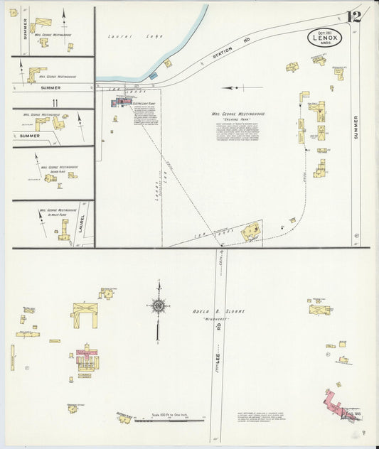 Sanborn Fire Insurance Map from Lenox, Berkshire County, Massachusetts (1911), Sheet #0012 - Historic Sanborn Fire Insurance Map Print, vintage old map wall art, antique decor, genealogy gift, Massachusetts Massachusetts map