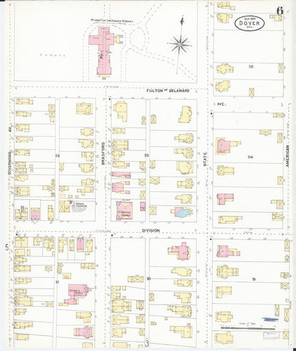 Sanborn Fire Insurance Map from Dover, Kent County, Delaware (1904), Sheet #0006 - Complete Map Set gallery image, historic Sanborn map, vintage wall art, Delaware Delaware
