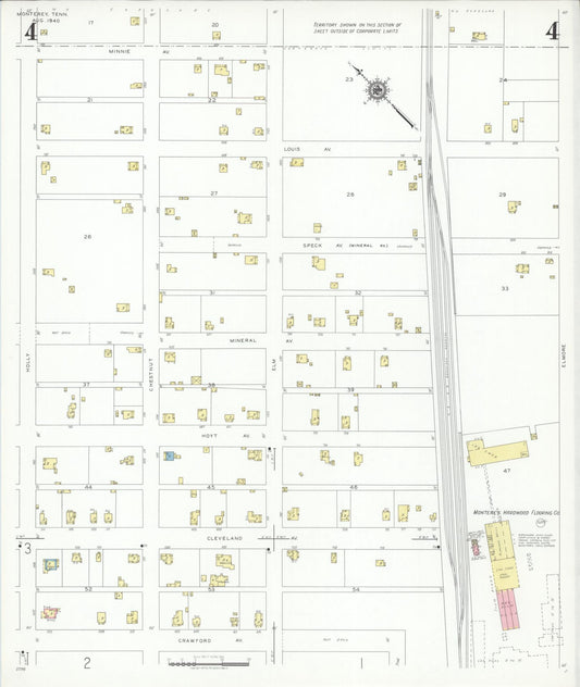 Sanborn Fire Insurance Map from Monterety, Putnam County, Tennessee (1940), Sheet #0004 - Historic Sanborn Fire Insurance Map Print, vintage old map wall art, antique decor, genealogy gift, Tennessee Tennessee map