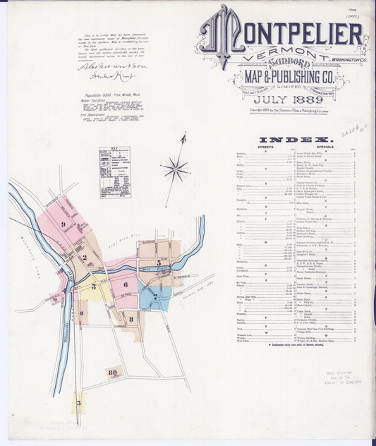 Sanborn Fire Insurance Map from Montpelier, Washington County, Vermont (1889), Sheet #0001 - Complete Map Set gallery image, historic Sanborn map, vintage wall art, Vermont Vermont