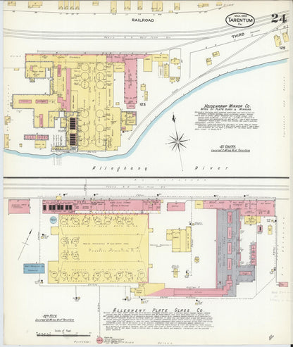 Sanborn Fire Insurance Map from Tarentum, Allegheny County, Pennsylvania (1909), Sheet #0024 - Historic Sanborn Fire Insurance Map Print, vintage old map wall art, antique decor, genealogy gift, Pennsylvania Pennsylvania map