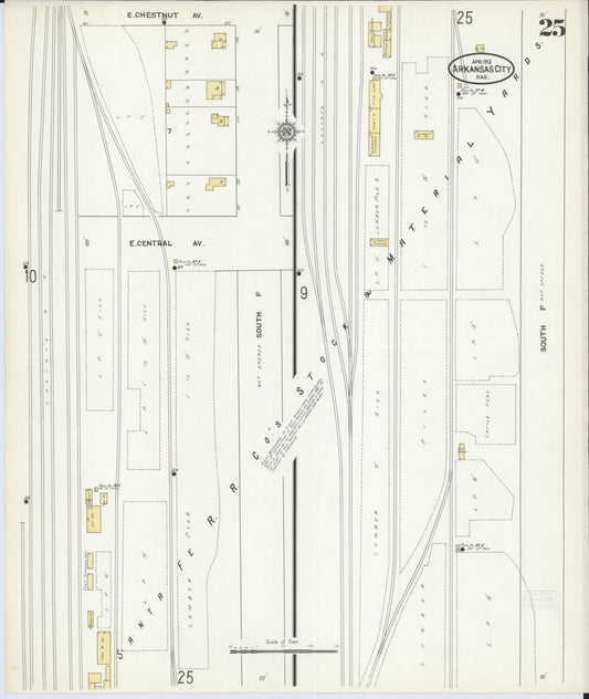 Sanborn Fire Insurance Map from Arkansas City, Cowley County, Kansas (1912), Sheet #0025 - Historic Sanborn Fire Insurance Map Print, vintage old map wall art, antique decor, genealogy gift, Kansas Kansas map