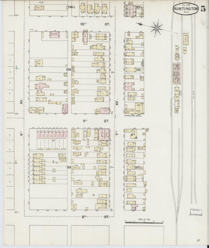 Sanborn Fire Insurance Map from Huntington, Cabell County, West Virginia (1889), Sheet #0005 - Complete Map Set gallery image, historic Sanborn map, vintage wall art, West Virginia West Virginia