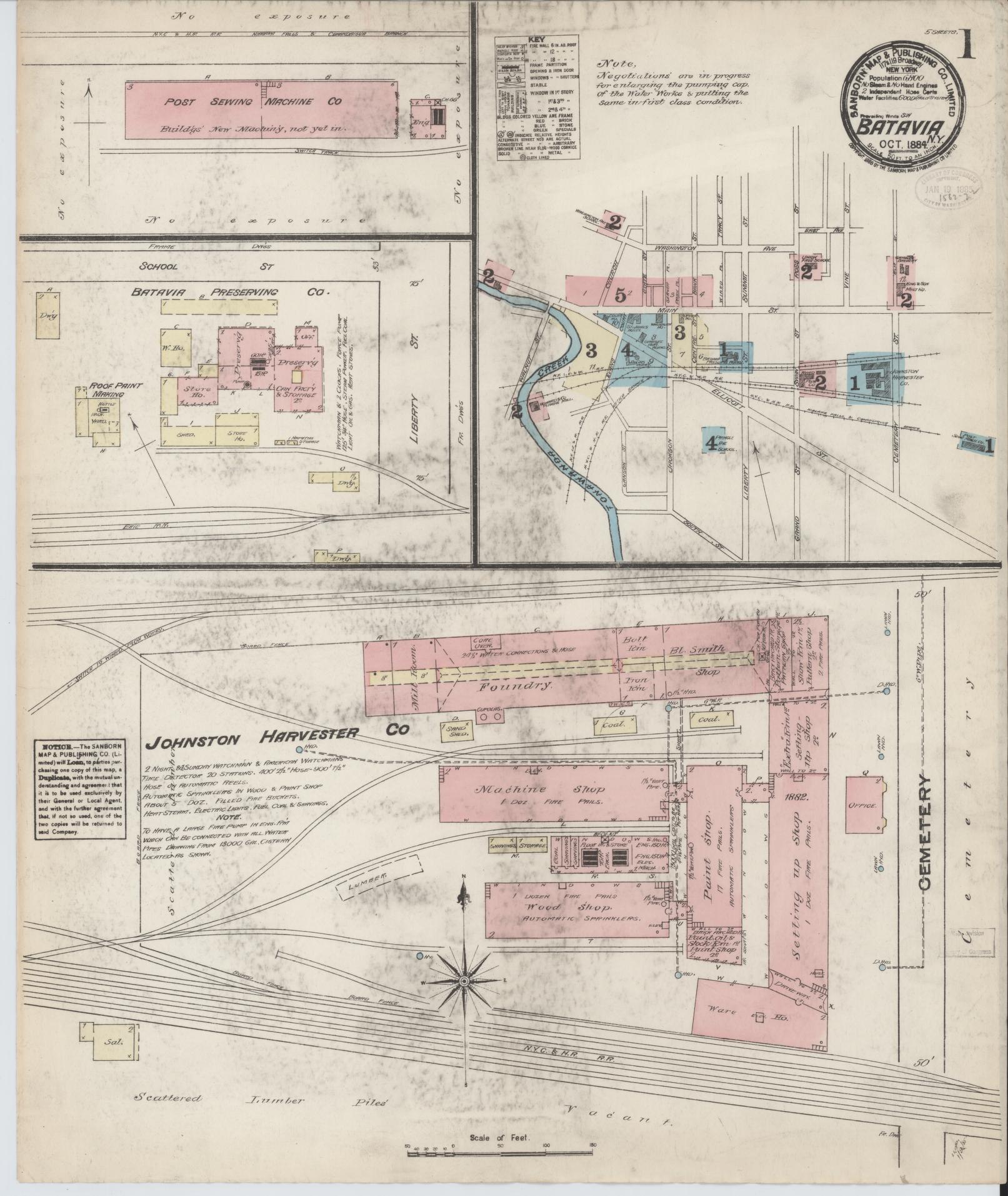Sanborn Fire Insurance Map from Batavia, Genesee County, New York. (1884) – Historic Sanborn Fire Insurance Map Print