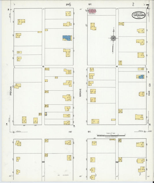 Sanborn Fire Insurance Map from Graham, Young County, Texas (1920), Sheet #0007 - Historic Sanborn Fire Insurance Map Print, vintage old map wall art, antique decor, genealogy gift, Texas Texas map