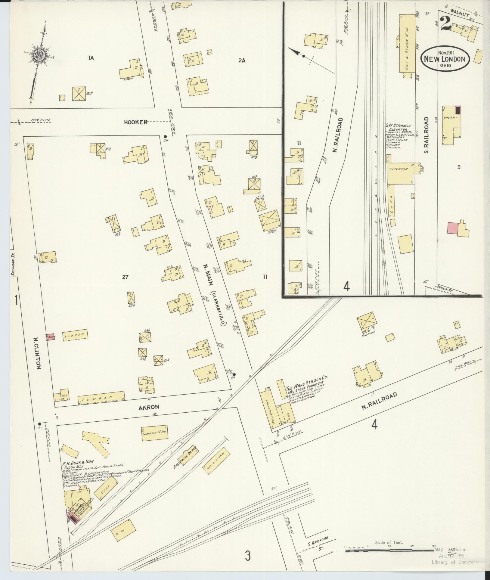Sanborn Fire Insurance Map from New London, Huron County, Ohio (1911), Sheet #0002 - Complete Map Set gallery image, historic Sanborn map, vintage wall art, Ohio Ohio