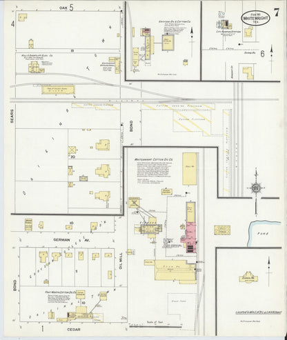 Sanborn Fire Insurance Map from Whitewright, Grayson County, Texas (1911), Sheet #0007 - Historic Sanborn Fire Insurance Map Print, vintage old map wall art, antique decor, genealogy gift, Texas Texas map