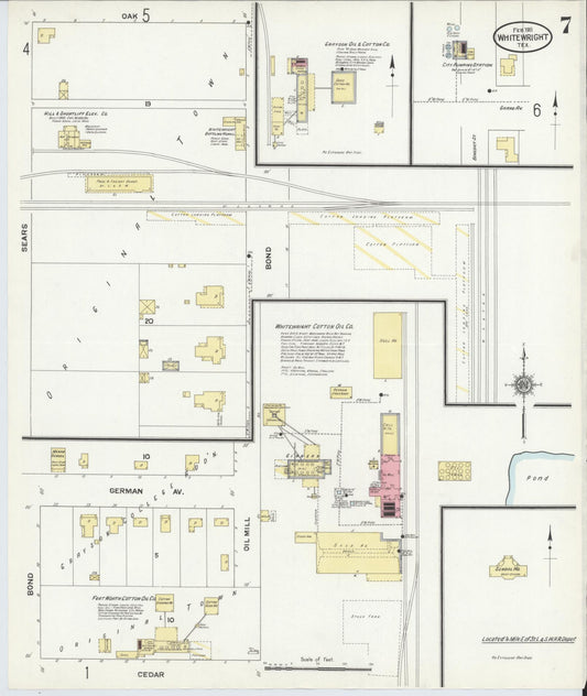 Sanborn Fire Insurance Map from Whitewright, Grayson County, Texas (1911), Sheet #0007 - Historic Sanborn Fire Insurance Map Print, vintage old map wall art, antique decor, genealogy gift, Texas Texas map
