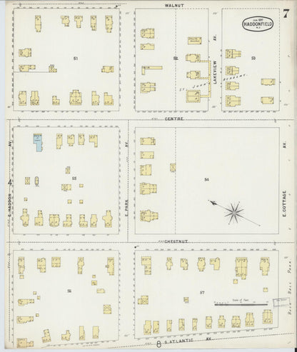 Sanborn Fire Insurance Map from Haddonfield, Camden County, New Jersey (1897), Sheet #0007 - Complete Map Set gallery image, historic Sanborn map, vintage wall art, New Jersey New Jersey