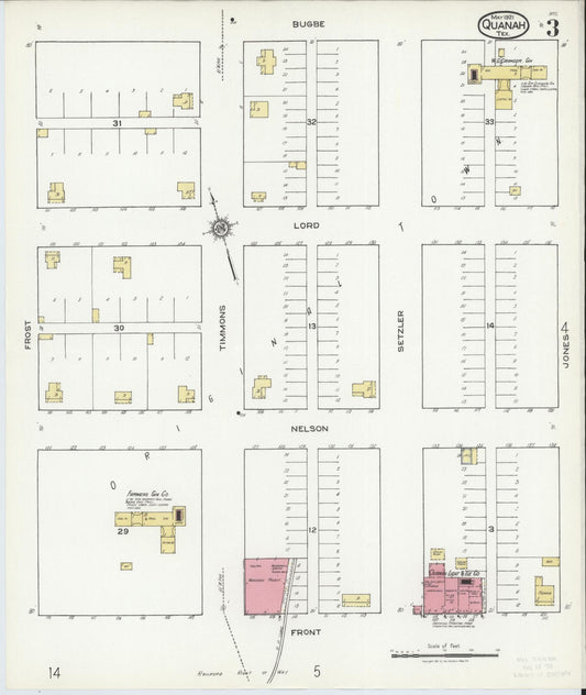 Sanborn Fire Insurance Map from Quanah, Hardeman County, Texas (1921), Sheet #0003 - Historic Sanborn Fire Insurance Map Print, vintage old map wall art, antique decor, genealogy gift, Texas Texas map