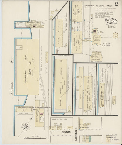 Sanborn Fire Insurance Map from Albina, Multnomah County, Oregon (1885), Sheet #0002 - Complete Map Set gallery image, historic Sanborn map, vintage wall art, Oregon Oregon