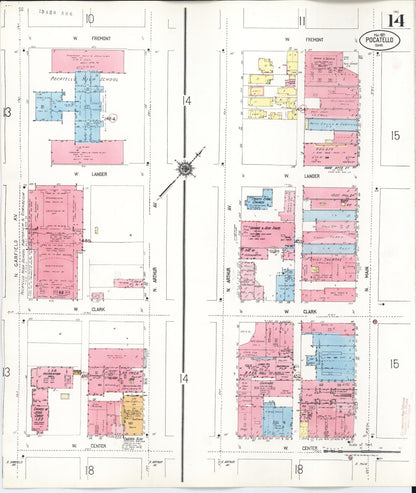 Sanborn Fire Insurance Map from Pocatello, Bannock County, Idaho (1948), Sheet #0014 - Complete Map Set gallery image, historic Sanborn map, vintage wall art, Idaho Idaho