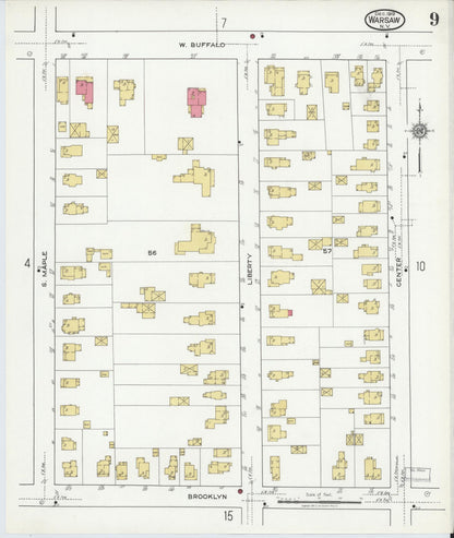 Sanborn Fire Insurance Map from Warsaw, Wyoming County, New York (1919), Sheet #0009 - Complete Map Set gallery image, historic Sanborn map, vintage wall art, Warsaw Wyoming