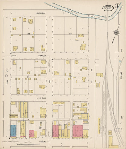 Sanborn Fire Insurance Map from Kenedy, Karnes County, Texas (1922), Sheet #0003 - Historic Sanborn Fire Insurance Map Print, vintage old map wall art, antique decor, genealogy gift, Texas Texas map