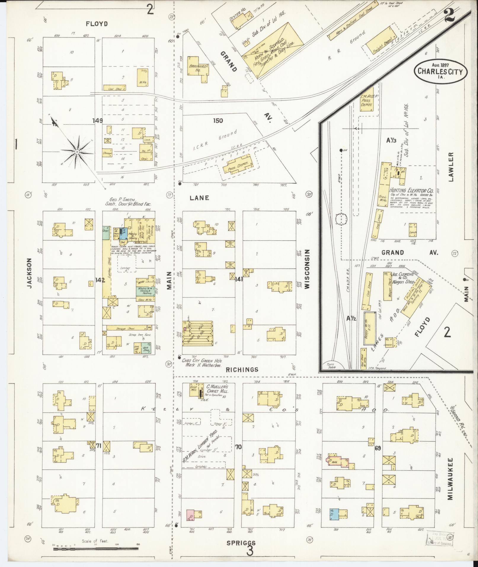 Sanborn Fire Insurance Map from Charles City, Floyd County, Iowa (1897), Sheet #0002 - Historic Sanborn Fire Insurance Map Print