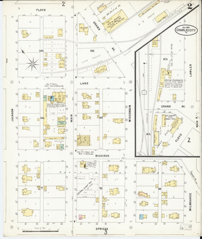 Sanborn Fire Insurance Map from Charles City, Floyd County, Iowa (1897), Sheet #0002 - Historic Sanborn Fire Insurance Map Print